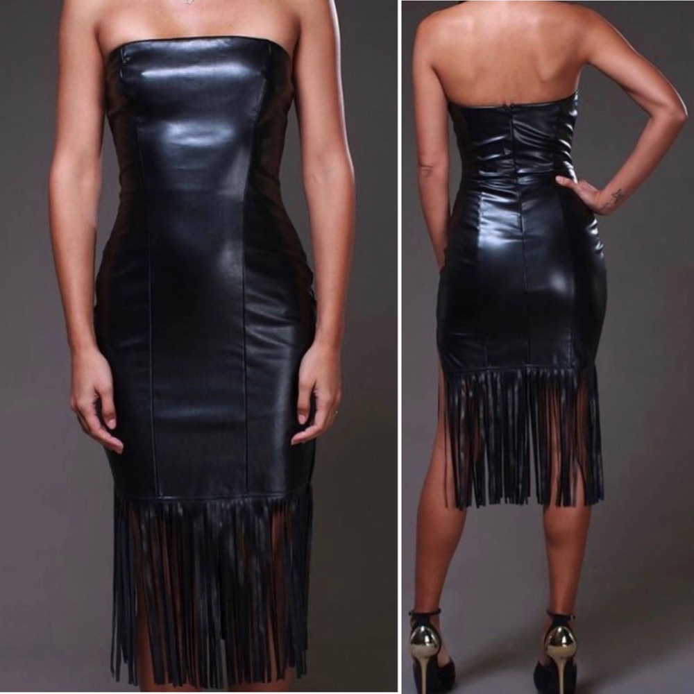 😍🔥Foil Fridge Strapless Dress🔥😍